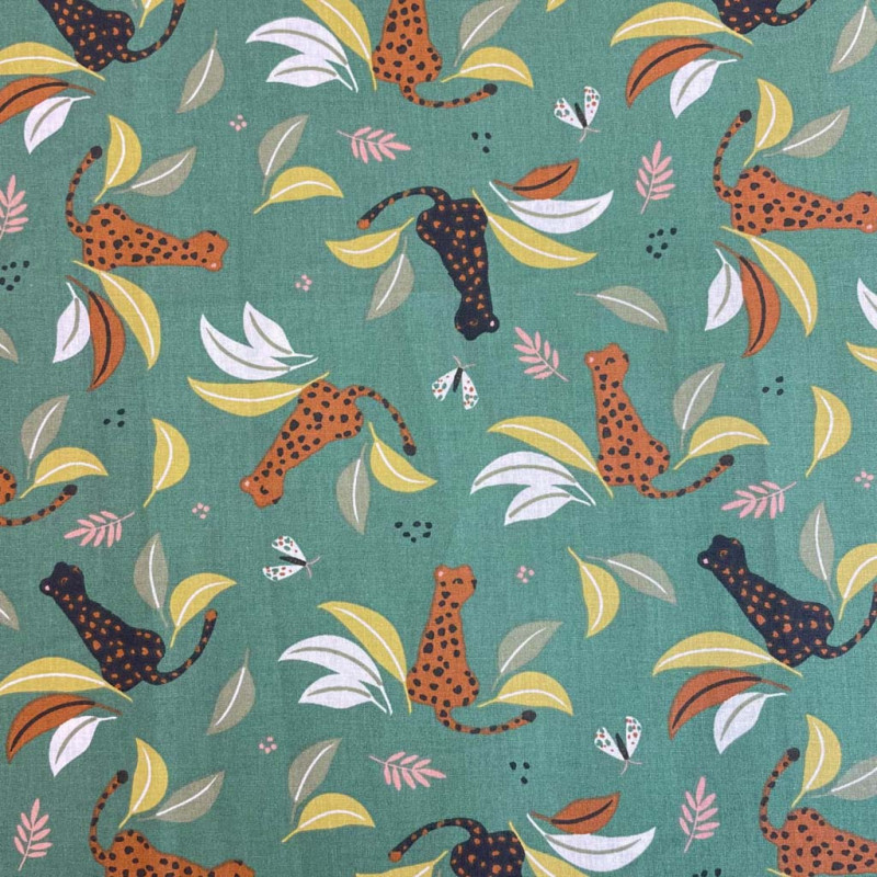 Printed Cotton LOEZ Tarragon / Green Multicolored